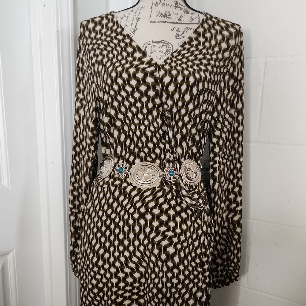 Silver Toned Concho Belt With Faux Turquoise Inlays **1 Missing Approx 39 Inches